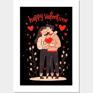 Valentine Romantic couple heart love birds Posters and Art